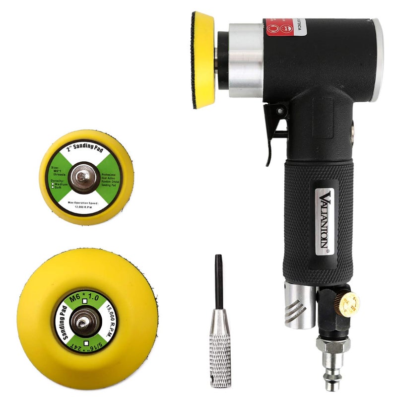 VALIANTOIN Valianto 2" 3" Mini Air Sander, Pneumatic Sander Random Orbital Eccentric Dual Action Polisher with M6 Thread Plate (2" and 3"),- Adjustable Airflow Valve - US Connector - Image 1